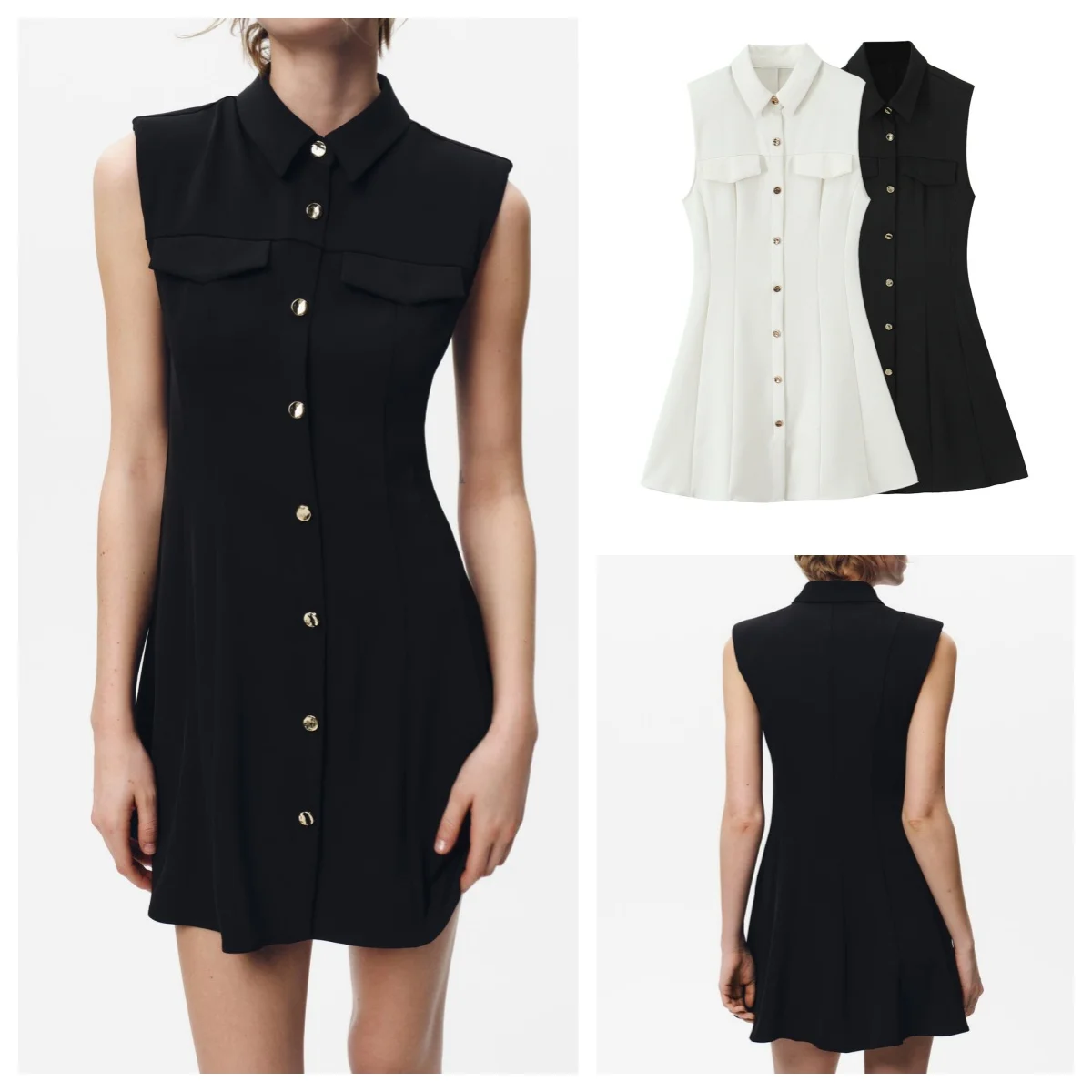 European and American style new elegant sleeveless single-breasted slim A-line dress
European and American style new elegant sleeveless single-breasted slim A-line dress