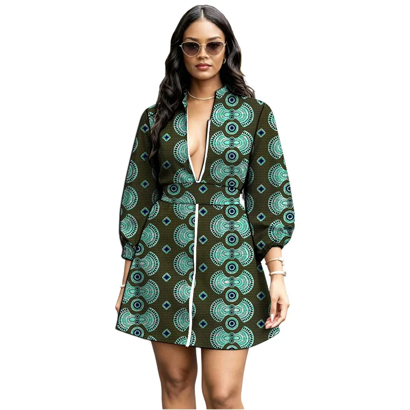 Elegant Stand Collar African Dress With Belt Vintage Style Women's Ankara Outfit Colorful Print Dresses Tailored
Elegant Stand Collar African Dress With Belt Vintage Style Women's Ankara Outfit Colorful Print Dresses Tailored