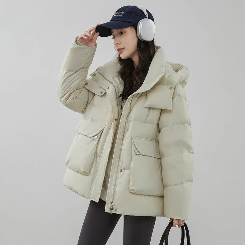 Fashion New Winter Zipper White Duck Down Jacket Korean Chic Stand-up Collar Loose Casual Down Coats Hooded Women Outwear B67
Fashion New Winter Zipper White Duck Down Jacket Korean Chic Stand-up Collar Loose Casual Down Coats Hooded Women Outwear B67