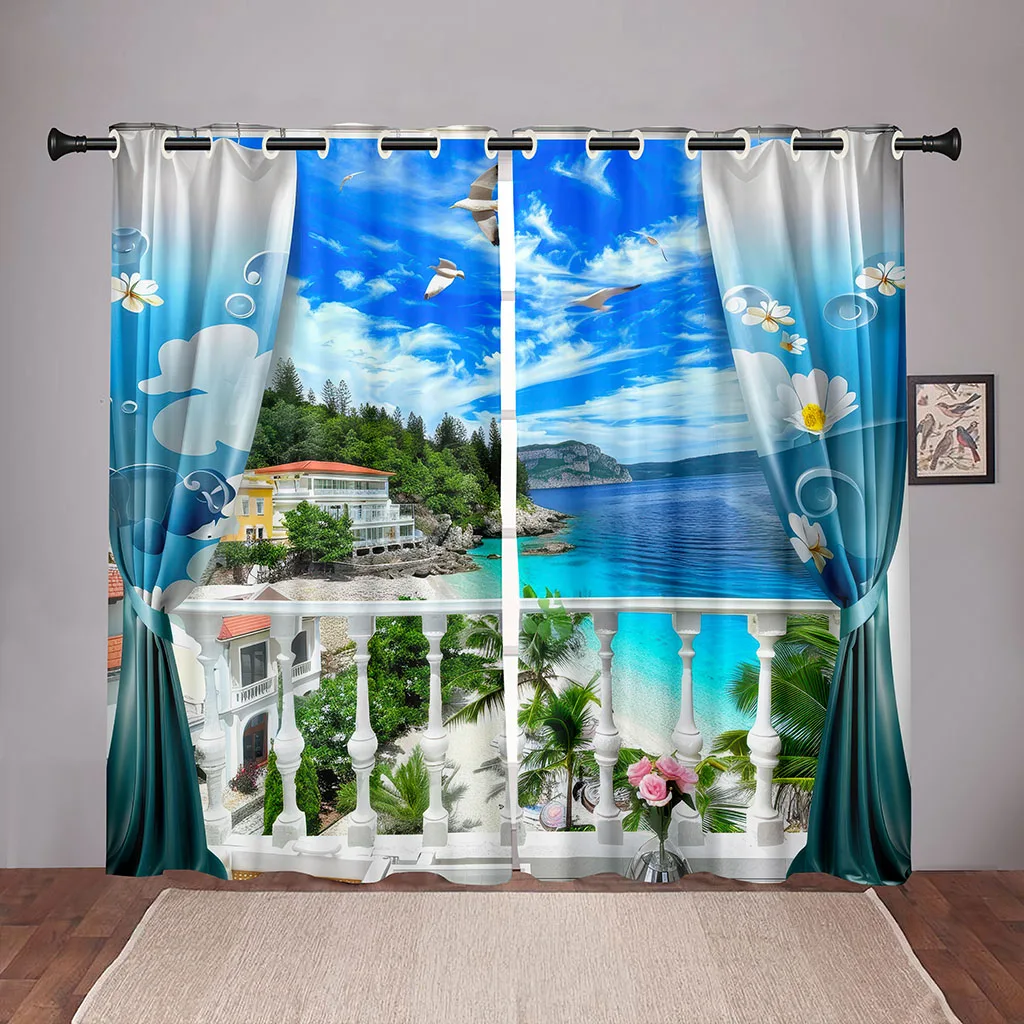 2 Piece Ocean View Balcony Curtains Blue Sky Ocean Beach Romantic Curtains Living Room Bedroom Kitchen Decorative Curtains
2 Piece Ocean View Balcony Curtains Blue Sky Ocean Beach Romantic Curtains Living Room Bedroom Kitchen Decorative Curtains