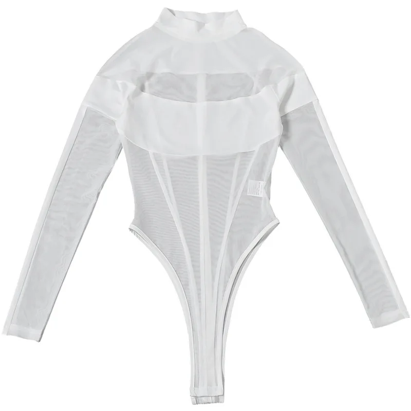 Sexy See-Through Mesh High Neck Bodysuit, Long Sleeve Slim Fit One-Piece for Rave & Club Parties
Sexy See-Through Mesh High Neck Bodysuit, Long Sleeve Slim Fit One-Piece for Rave & Club Parties