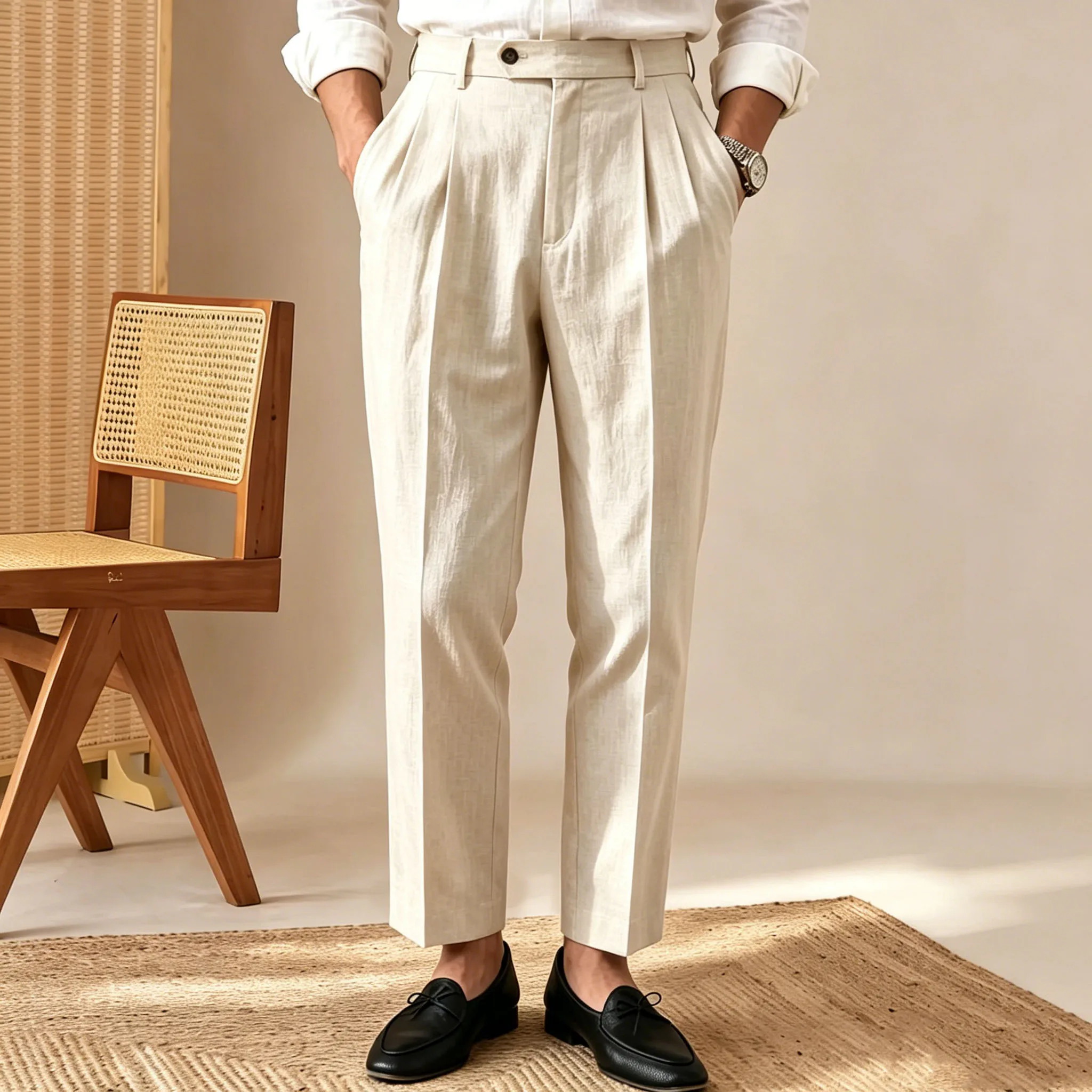 Men Linen Blend Pants Ankle Length Elastic Waist Breathable Lightweight Comfortable Casual Summer Trousers For Business Office
Men Linen Blend Pants Ankle Length Elastic Waist Breathable Lightweight Comfortable Casual Summer Trousers For Business Office