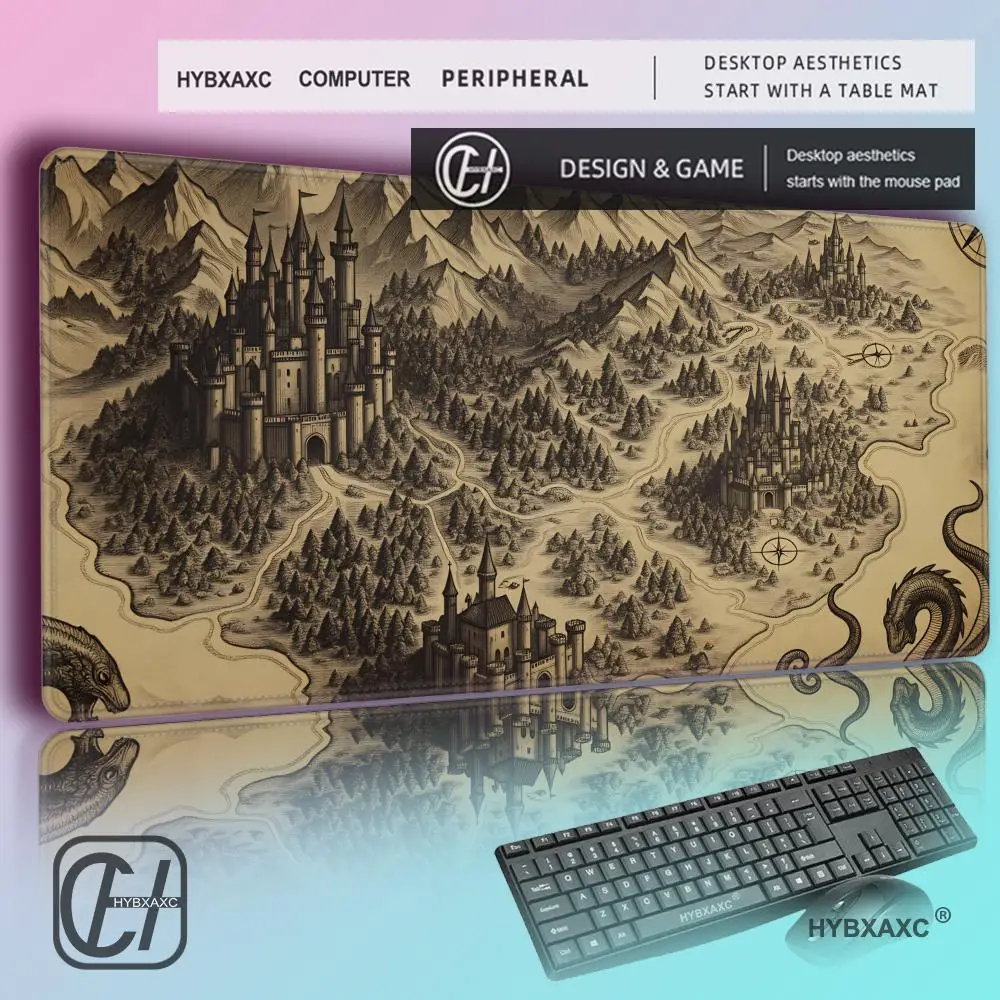 HYBXAXC Vintage Fantasy Map Extended Desk Mat, Castle Mountains Sea Monster Mouse Pad, Non-Slip Lockedge Gaming Keyboard Mat
HYBXAXC Vintage Fantasy Map Extended Desk Mat, Castle Mountains Sea Monster Mouse Pad, Non-Slip Lockedge Gaming Keyboard Mat