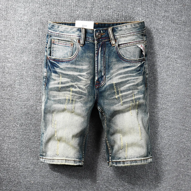 Designer Fashion Men Jeans Shorts High Quality Retro Washed Blue Ripped Denim Shorts Men Summer Vintage Short Jeans Hombre
Designer Fashion Men Jeans Shorts High Quality Retro Washed Blue Ripped Denim Shorts Men Summer Vintage Short Jeans Hombre