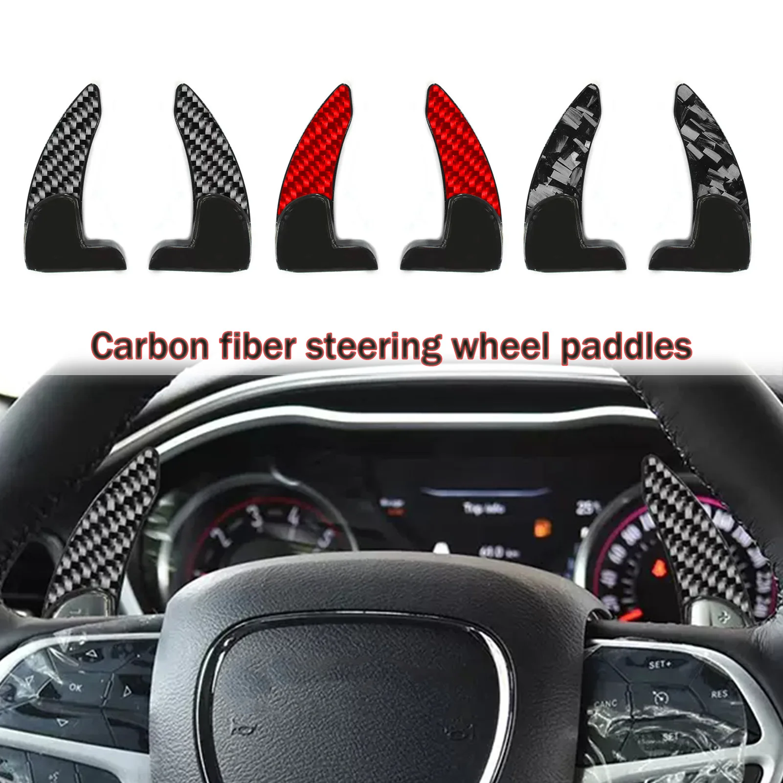 For Dodge Challenger CHARGE's new carbon fiber shift paddles, steering wheel controls, modified interior stickers
For Dodge Challenger CHARGE's new carbon fiber shift paddles, steering wheel controls, modified interior stickers