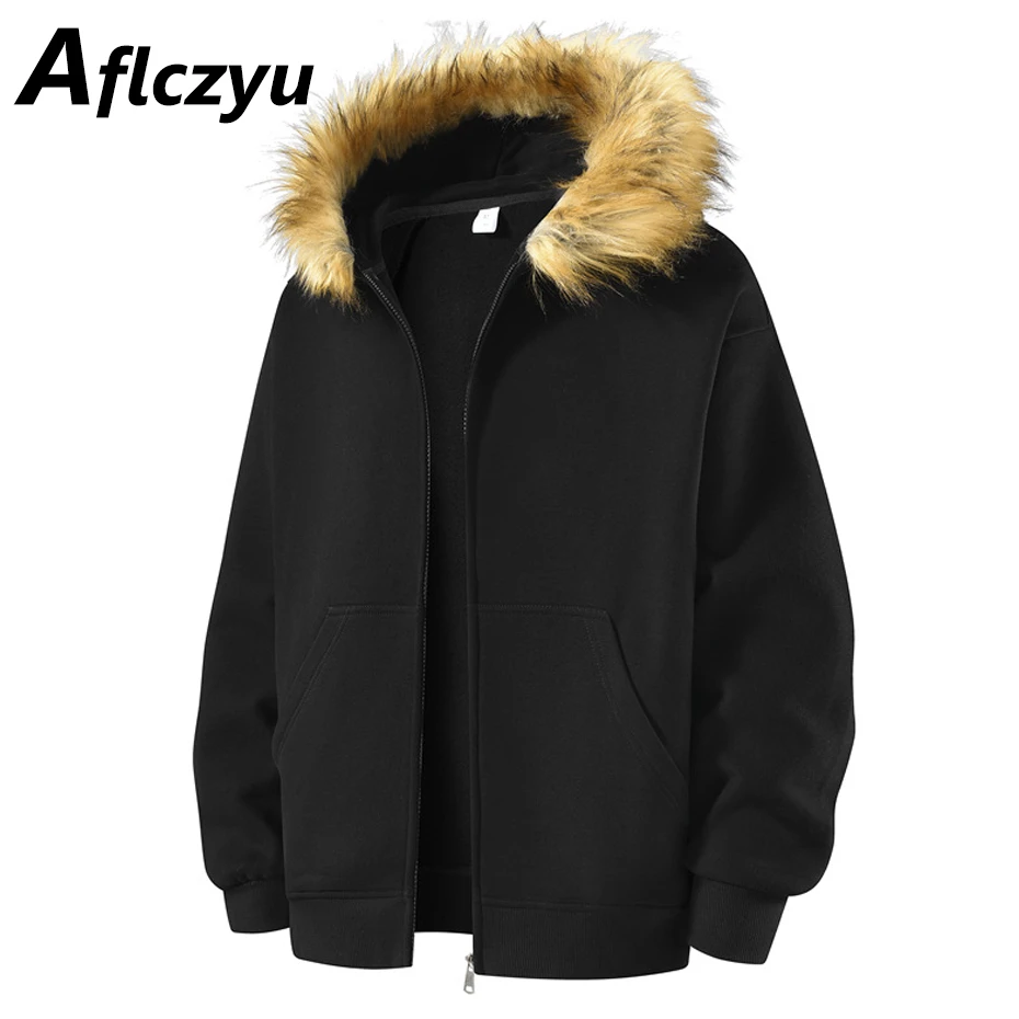 Zipper Hoodie Men Fashion Casual Faux Fur Collar Hoodie Jacket Spring Autumn Solid Color Hoodies Male
Zipper Hoodie Men Fashion Casual Faux Fur Collar Hoodie Jacket Spring Autumn Solid Color Hoodies Male