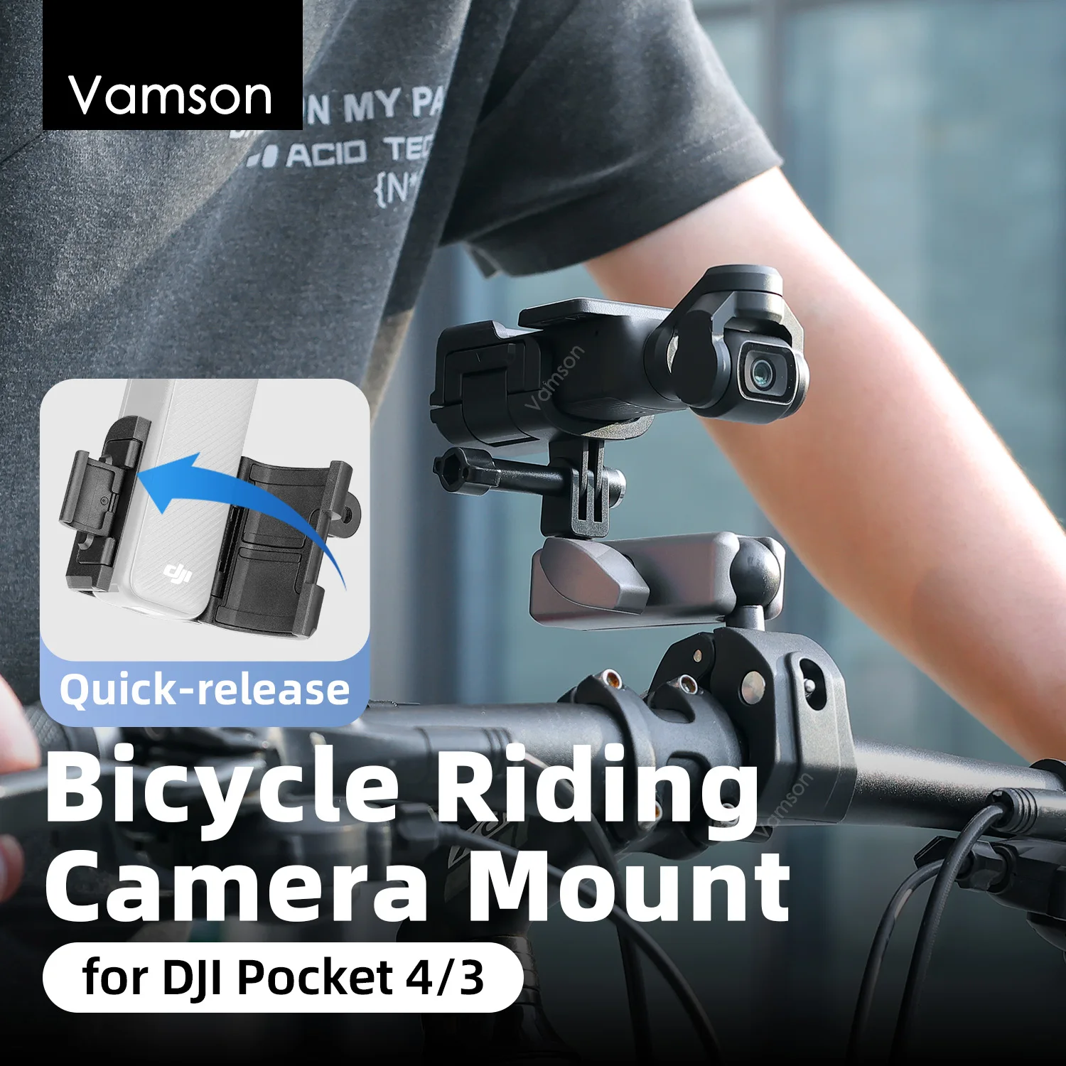 Vamson Quick Release Crab Clamp Mount for DJI Osmo Pocket 4/3 Bicycle Motorcycle Handlebar Fixed Riding Shooting Accessories
Vamson Quick Release Crab Clamp Mount for DJI Osmo Pocket 4/3 Bicycle Motorcycle Handlebar Fixed Riding Shooting Accessories