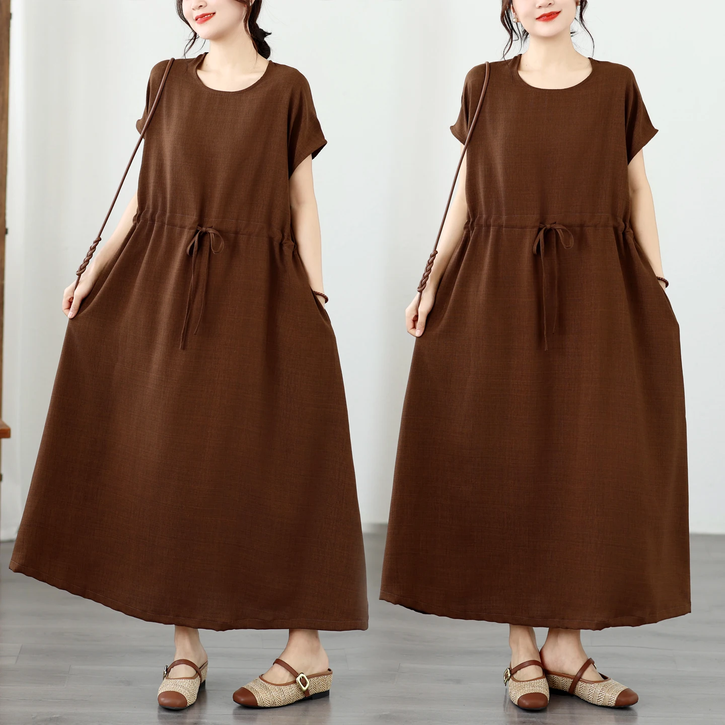 Summer New plus Size Color Short Sleeve A-Line Dress Women's Belly Cover Slimming Dress Artistic Style High Waist Polye...
Summer New plus Size Color Short Sleeve A-Line Dress Women's Belly Cover Slimming Dress Artistic Style High Waist Polye...