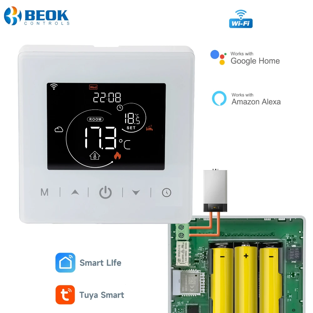 Beok Tuya Smart Thermostat Battery Powered Smart Home Gas Boiler Wifi Temperature Controller Work with Alexa Google Home
Beok Tuya Smart Thermostat Battery Powered Smart Home Gas Boiler Wifi Temperature Controller Work with Alexa Google Home