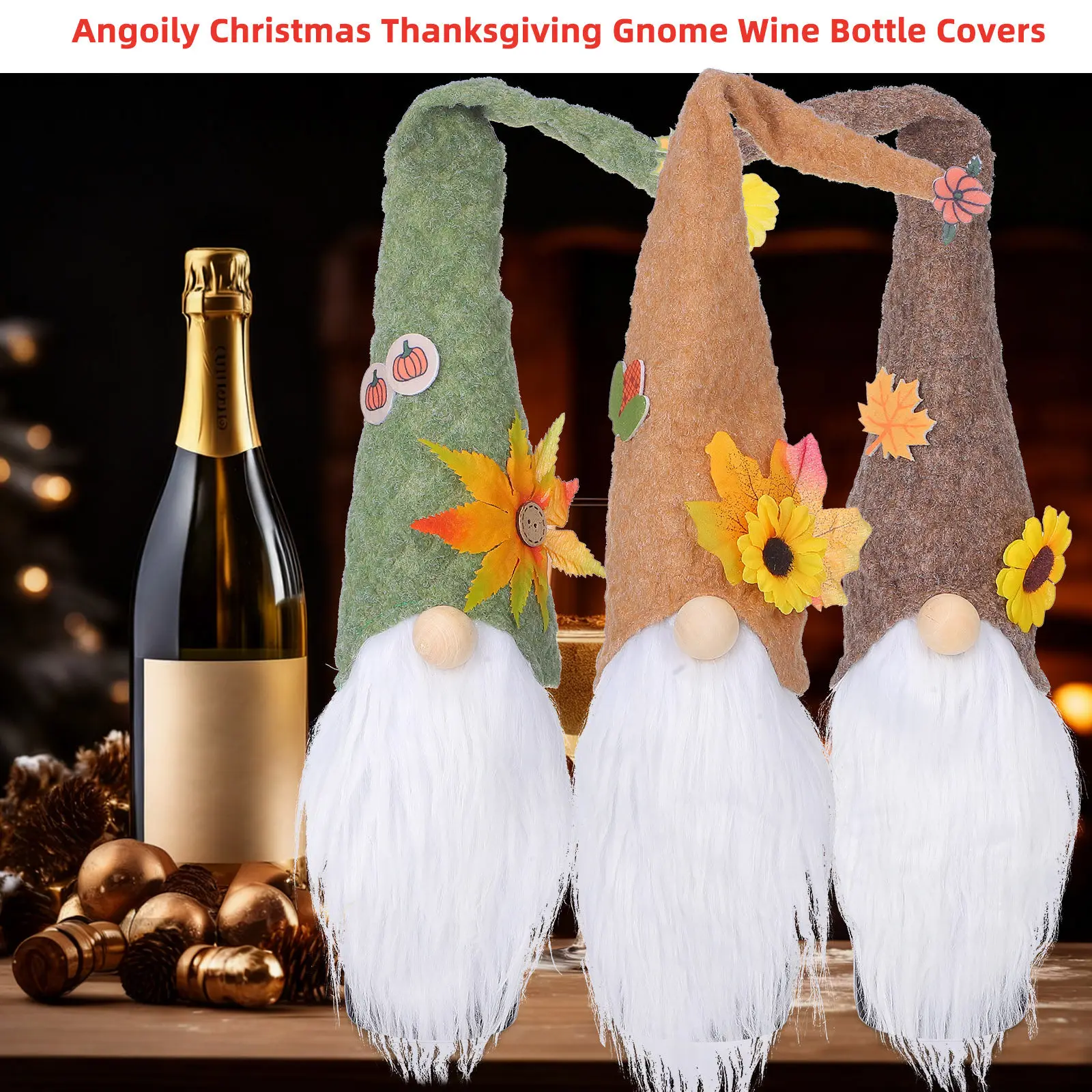 3 Pcs Gnome Bottle Cover Covers Wine for Bottles Toppers Decorative Thanksgiving
3 Pcs Gnome Bottle Cover Covers Wine for Bottles Toppers Decorative Thanksgiving