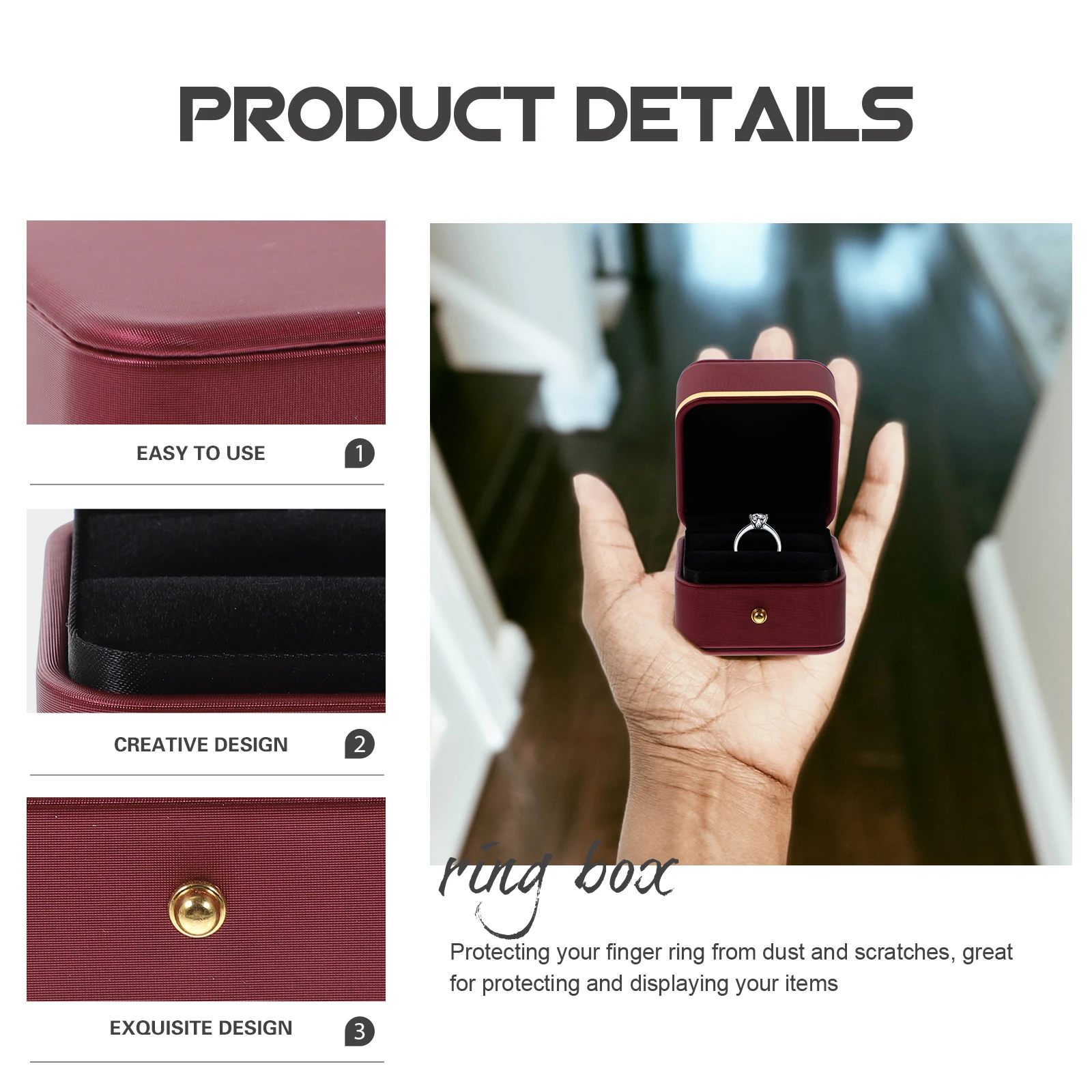 Ring Storage Ring Jewelry Box Wedding Engagement Jewelry Organizer Dustproof Display Case Portable Holder Packaging
Ring Storage Ring Jewelry Box Wedding Engagement Jewelry Organizer Dustproof Display Case Portable Holder Packaging