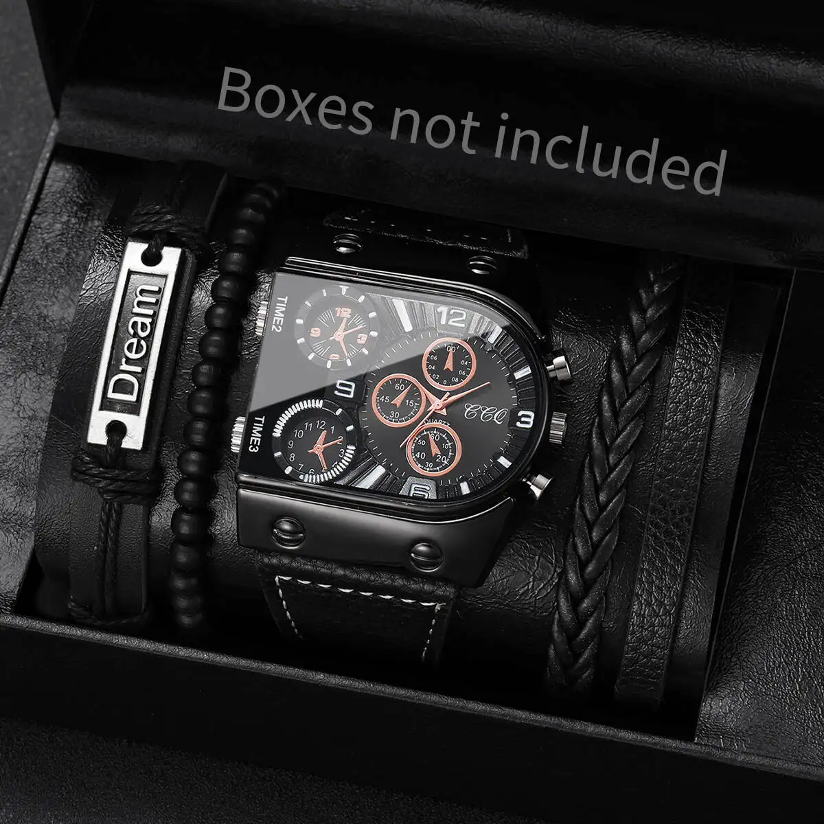 5 шт./компл., роскошные мужские кварцевые часы с большим циферблатом, кожаный ремешок, мужские повседневные спортивные часы, винтажный набор браслетов (без коробки)
5 шт./компл., роскошные мужские кварцевые часы с большим циферблатом, кожаный ремешок, мужские повседневные спортивные часы, винтажный набор браслетов (без коробки)