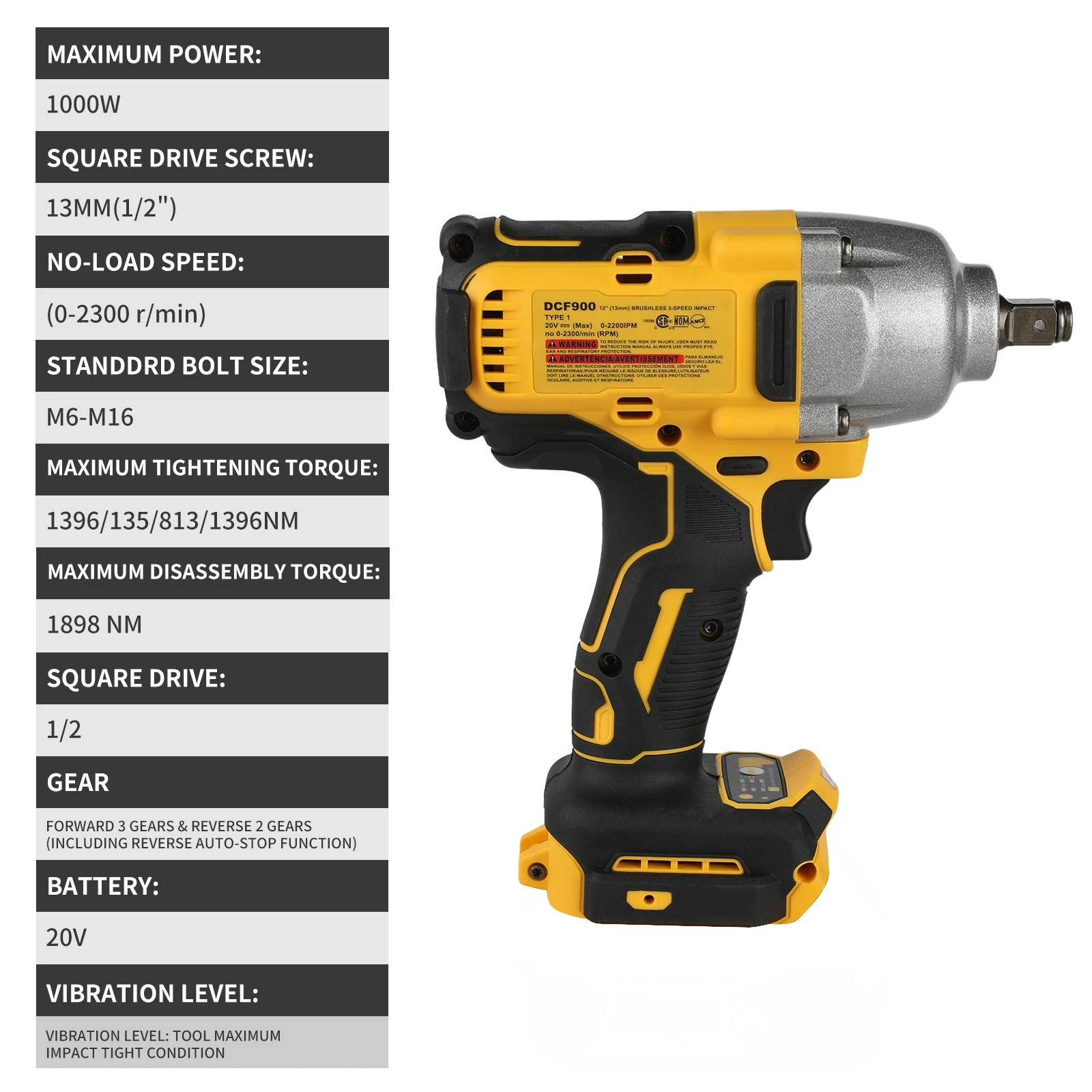 Superpan Cordless Electric Impact Wrench Bare Unit, 1/2" Drive Power Wrench for Tire Changing & Construction Work,Bare Tool Only
Superpan Cordless Electric Impact Wrench Bare Unit, 1/2" Drive Power Wrench for Tire Changing & Construction Work,Bare Tool Only