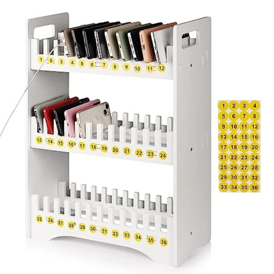 Cell Phone Holder Classroom Cell Phone Storage 3-Tier Multiple Cell Phone Stand Rack with 1-36 Number Stickers PVC Board Mobile
Cell Phone Holder Classroom Cell Phone Storage 3-Tier Multiple Cell Phone Stand Rack with 1-36 Number Stickers PVC Board Mobile