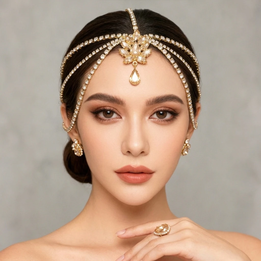 Multi Layer Rhinestone Hair Chain Elegant Water Drop Design Sparkling Evening Party Headwear for Women Bride Weding Hair Jewelry
Multi Layer Rhinestone Hair Chain Elegant Water Drop Design Sparkling Evening Party Headwear for Women Bride Weding Hair Jewelry