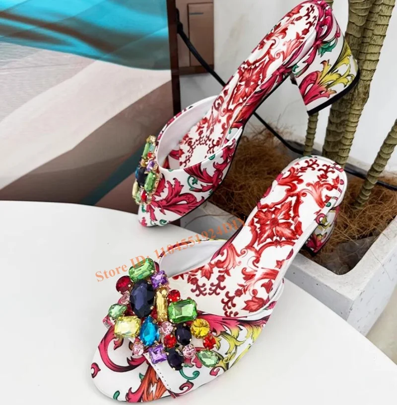 Summer Crystal Thick Heel Mules Women Designer Gem Decor Slippers Sexy Street Woman Square Toes Dress Party Shoes Size 35-43
Summer Crystal Thick Heel Mules Women Designer Gem Decor Slippers Sexy Street Woman Square Toes Dress Party Shoes Size 35-43