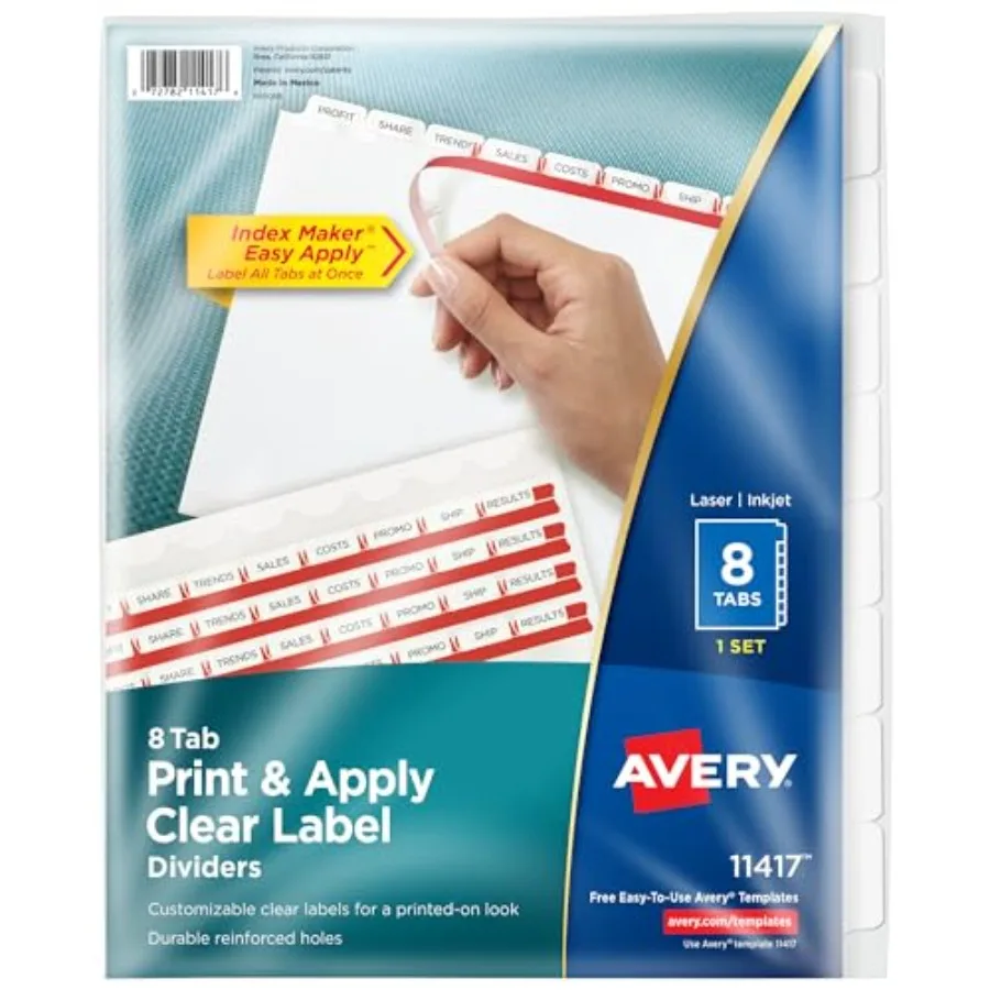 8 Tab Dividers for 3 Ring Binder, and Apply Clear Label Strip, Index Maker Customizable White Tabs, 47
8 Tab Dividers for 3 Ring Binder, and Apply Clear Label Strip, Index Maker Customizable White Tabs, 47