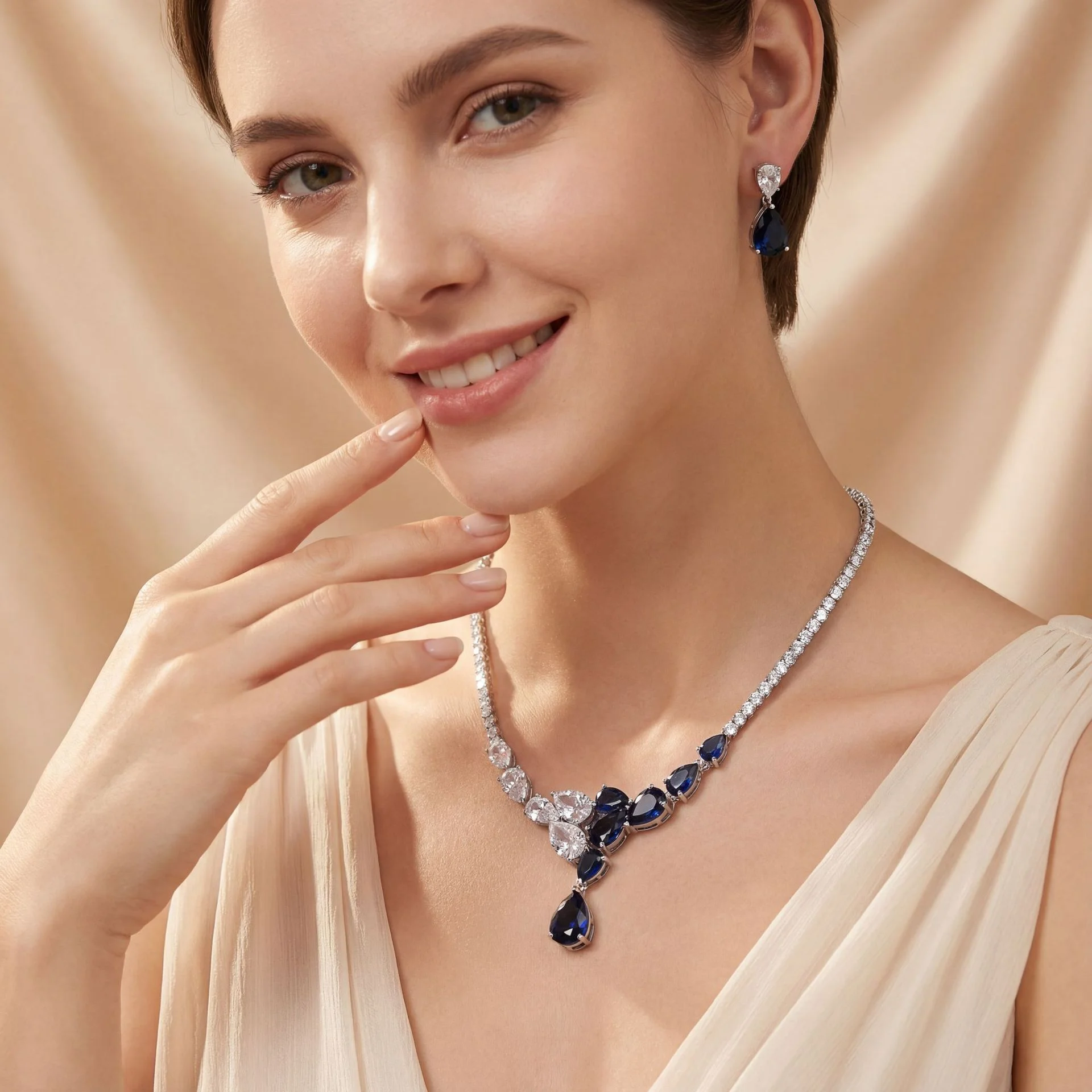 European Bridal Zircon Jewelry Set Stylish Water Drop Earrings Elegant Wedding Accessories Wholesale
European Bridal Zircon Jewelry Set Stylish Water Drop Earrings Elegant Wedding Accessories Wholesale