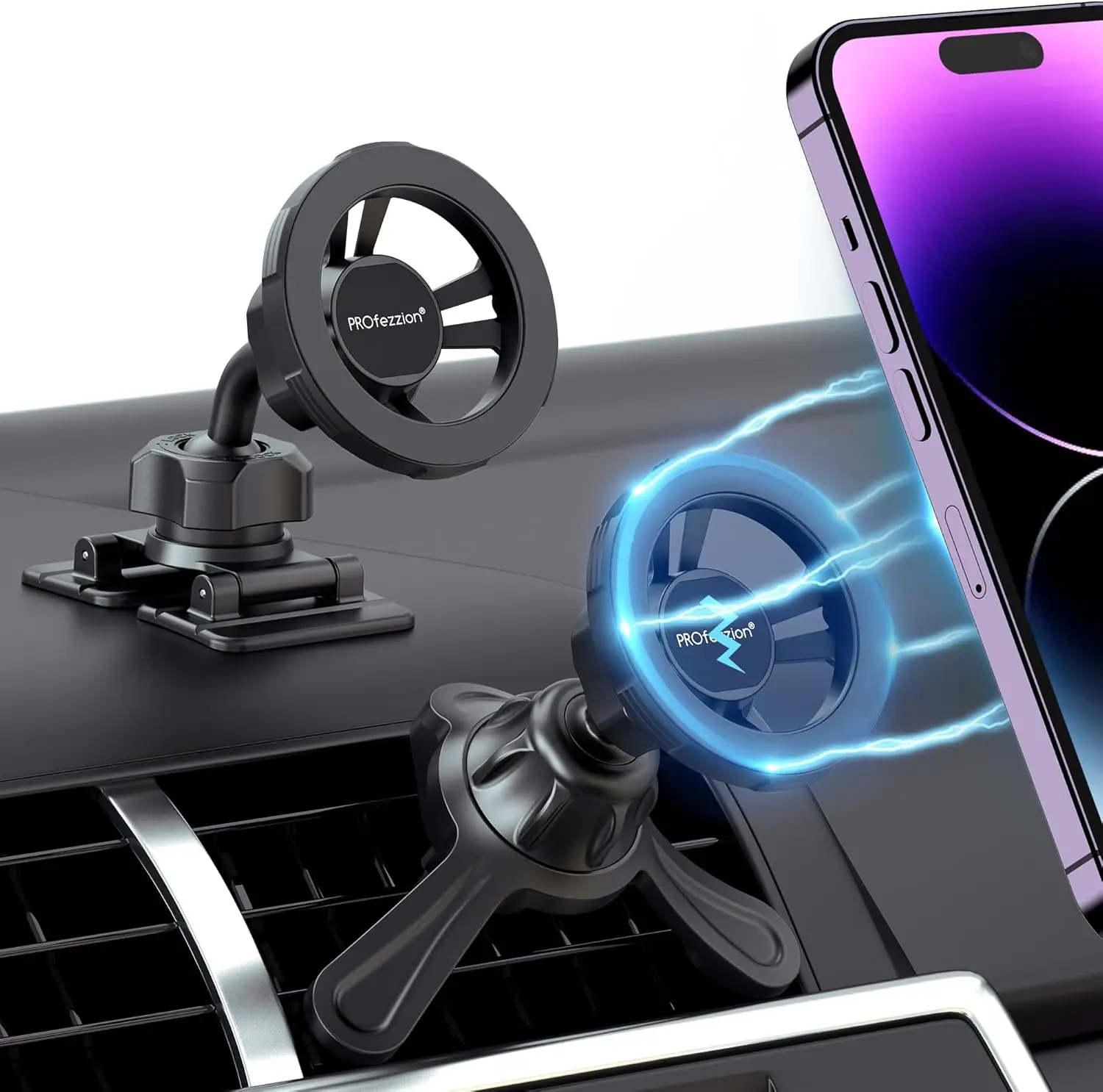 Magnetic Car Phone Holder for iPhone & All Phones, Ultra Stable Air Vent or Dashboard Mount
Magnetic Car Phone Holder for iPhone & All Phones, Ultra Stable Air Vent or Dashboard Mount