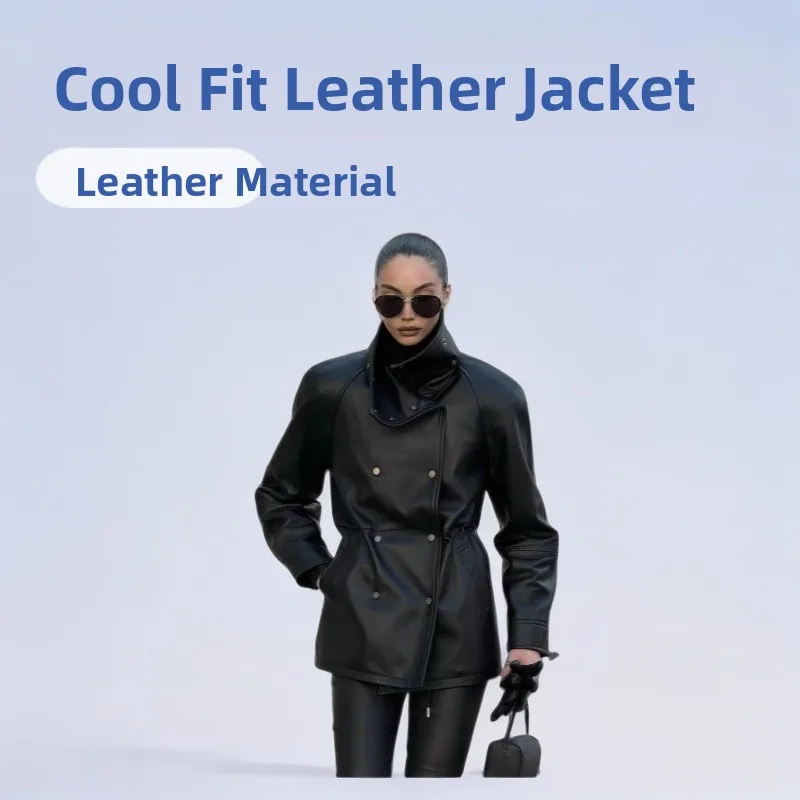 Slim Fit Double Breasted Stand Collar Leather Jacket Cool Style Belted Waist Silhouette Outerwear Women's Fashion PU Leather
Slim Fit Double Breasted Stand Collar Leather Jacket Cool Style Belted Waist Silhouette Outerwear Women's Fashion PU Leather