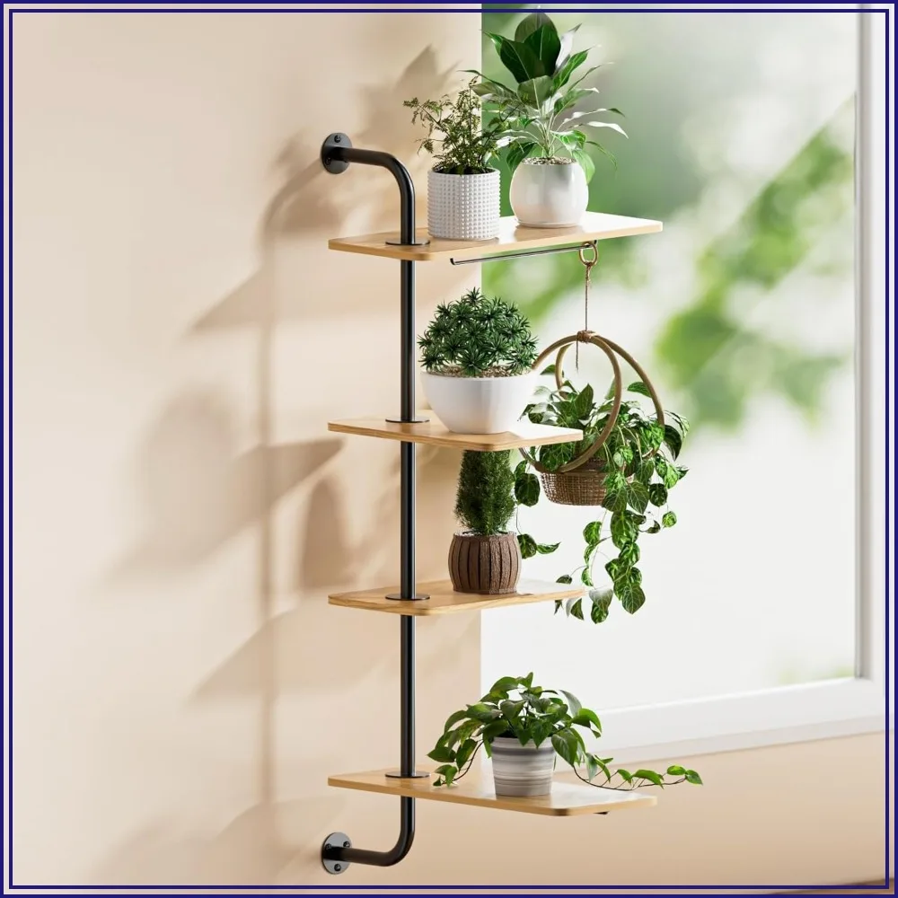 4-Tier Rotating Window Shelf for Plants with Hangers, Sturdy Wood & Metal
4-Tier Rotating Window Shelf for Plants with Hangers, Sturdy Wood & Metal