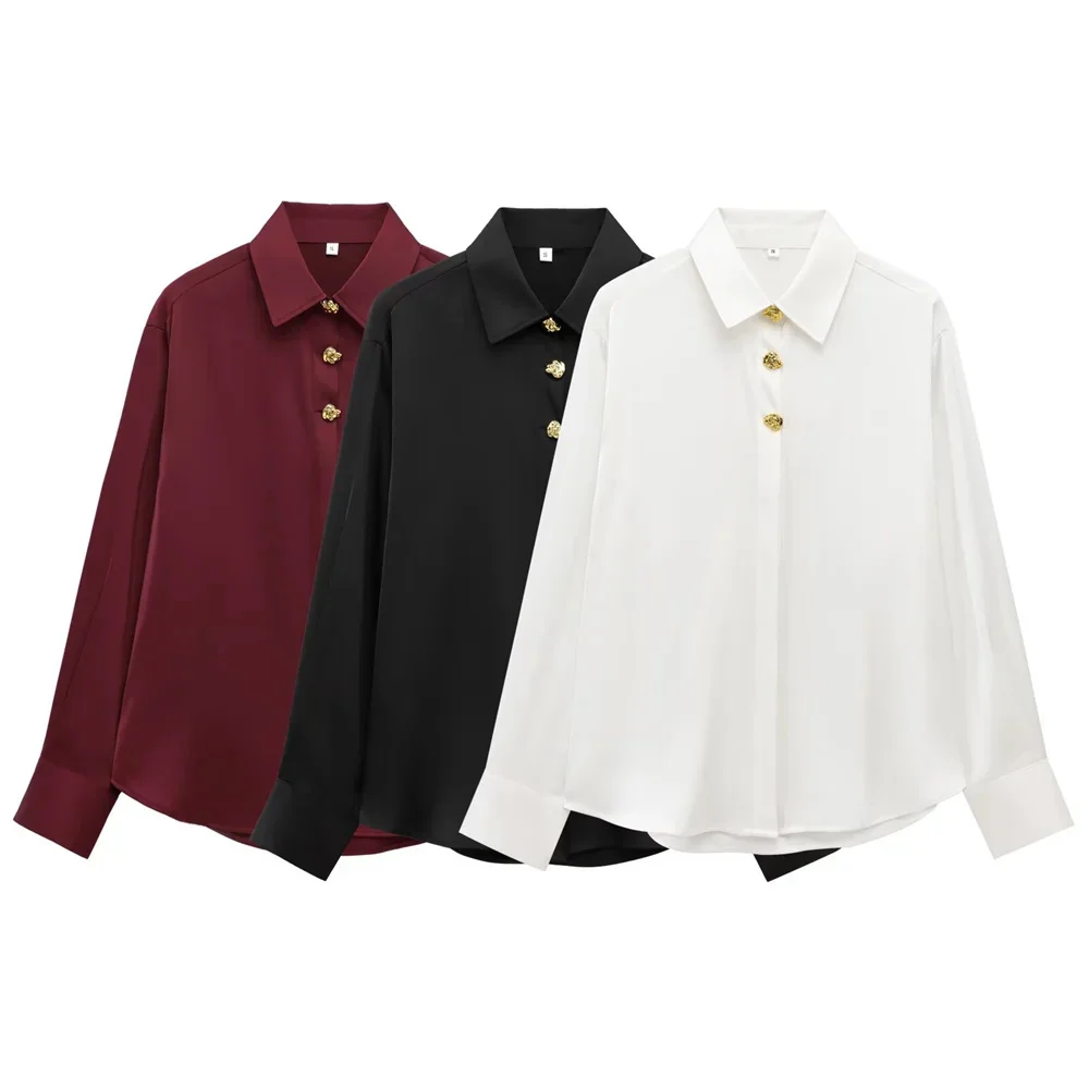 2025 TRAF Spring New Women's Fashion Style Show Thin Collar Loose Single breasted Long sleeved Shirt
2025 TRAF Spring New Women's Fashion Style Show Thin Collar Loose Single breasted Long sleeved Shirt