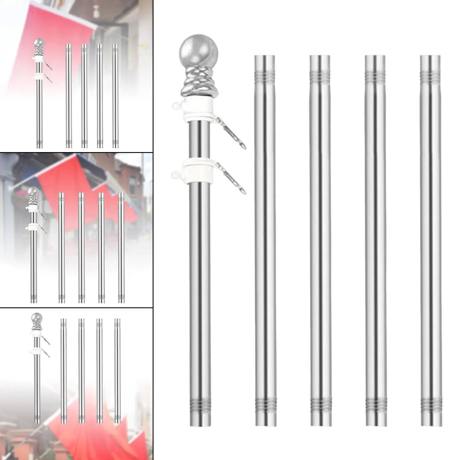 5x Flagpole Flagpole Five Sections Rod Stainless Steel Flag Garden Flag Pole Truck and Yard Flag Residential Boat, Yacht
5x Flagpole Flagpole Five Sections Rod Stainless Steel Flag Garden Flag Pole Truck and Yard Flag Residential Boat, Yacht