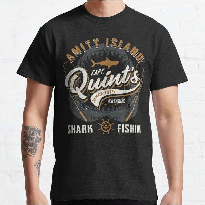 Quint's Shark Fishing Jaw Mouth Retro sea Shark ocean animal Short-sleeve crewneck T-shirt for men large size Adult Tops S-6xl
Quint's Shark Fishing Jaw Mouth Retro sea Shark ocean animal Short-sleeve crewneck T-shirt for men large size Adult Tops S-6xl
