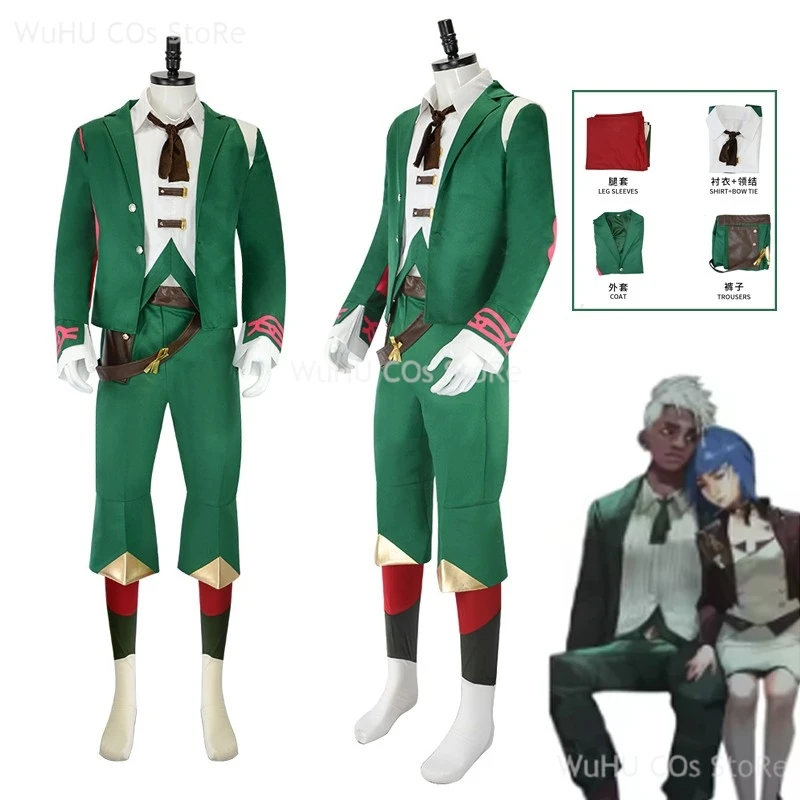 Game LOL Arcane 2 Ekko Boy Who Shattered Time Cosplay Costume Green Coat Stripe Shirt Uniform Wig Man Halloween Carnival Suit
Game LOL Arcane 2 Ekko Boy Who Shattered Time Cosplay Costume Green Coat Stripe Shirt Uniform Wig Man Halloween Carnival Suit