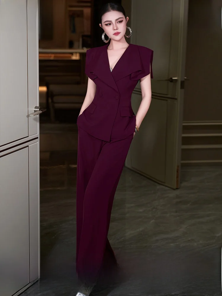 Business Casual Women's Suit Set Summer Design Commute Professional Wide Leg Pants Elegant Top Fashionable Two-Piece Outfit
Business Casual Women's Suit Set Summer Design Commute Professional Wide Leg Pants Elegant Top Fashionable Two-Piece Outfit