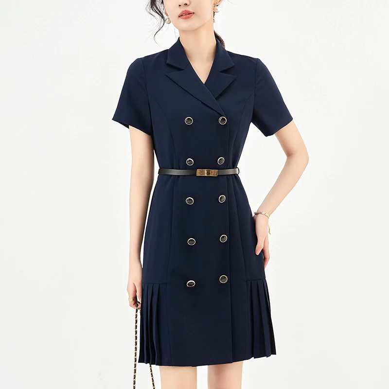 Office Lady Work Dresses Elegant Notched Collar Short Sleeve Ruffles Mid Dress 2023 Summer Solid Women's A-line Slim Suit Dress
Office Lady Work Dresses Elegant Notched Collar Short Sleeve Ruffles Mid Dress 2023 Summer Solid Women's A-line Slim Suit Dress