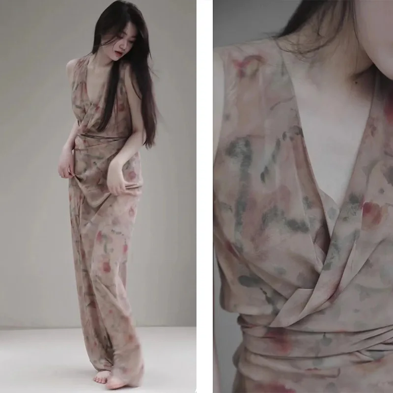 Withered Temperament Mist Rose Printed V-neck Waist Wrapping Strap Dress Long Dress Party Dresses Vestidos Women's Dress
Withered Temperament Mist Rose Printed V-neck Waist Wrapping Strap Dress Long Dress Party Dresses Vestidos Women's Dress