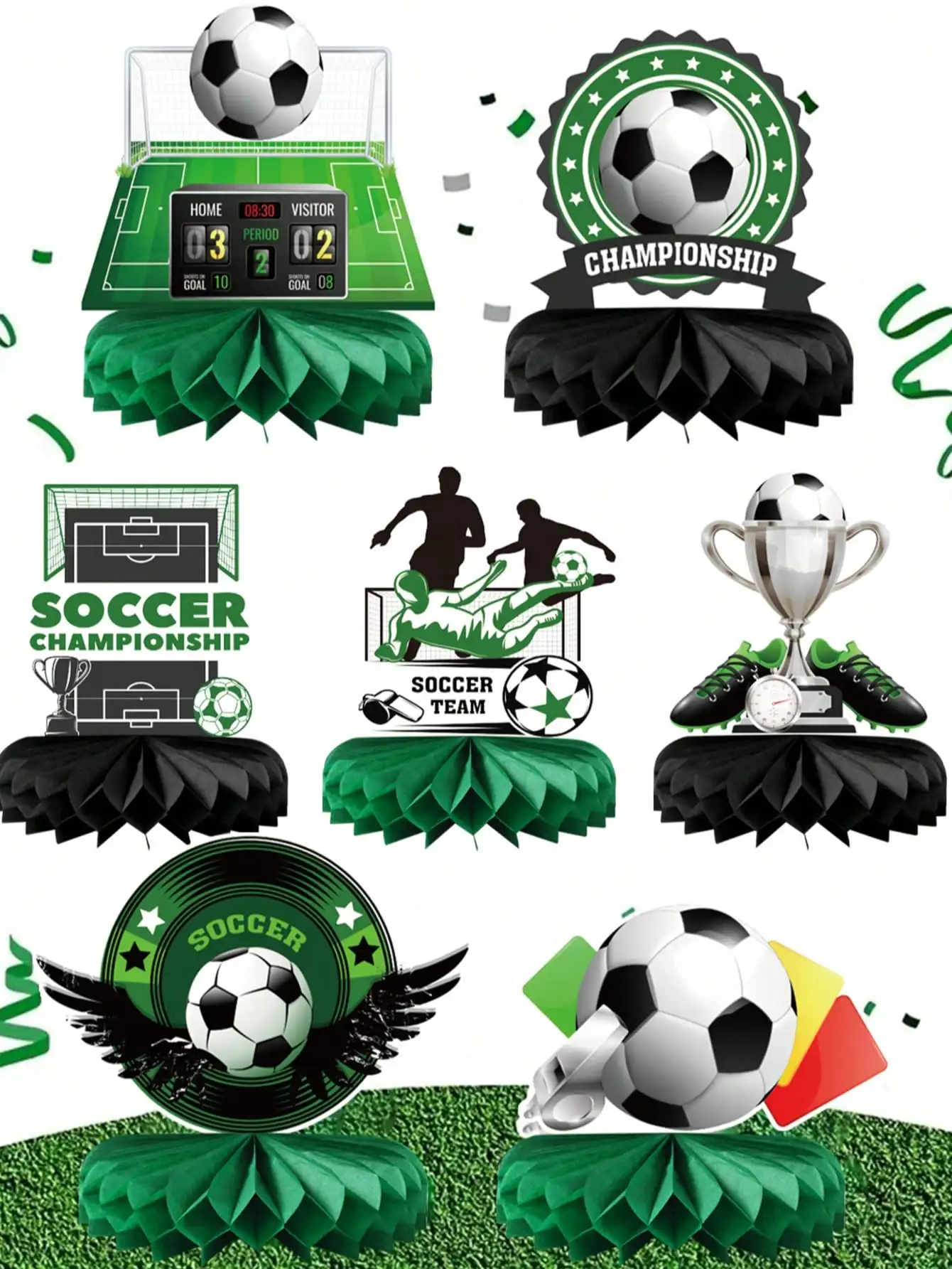 9/7pcs Soccer Theme Honeycomb Paper Decorations, Soccer Sports Party Table Decor, Suitable For Children Boys Birthday Baby Shower Soccer Fan Party Supplies, Photo Props Decor, Birthday Decorations, Party Favors, Photo Props, Tabletop Centerpieces
9/7pcs Soccer Theme Honeycomb Paper Decorations, Soccer Sports Party Table Decor, Suitable For Children Boys Birthday Baby Shower Soccer Fan Party Supplies, Photo Props Decor, Birthday Decorations, Party Favors, Photo Props, Tabletop Centerpieces