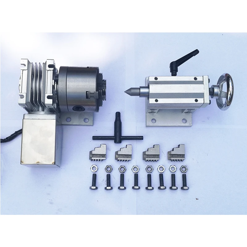 CNC Engraving Machine Rotation Axis A Axis Fourth Axis Tailstock with 3/4 Claw 80/100/130MM Chuck for CNC Router Indexing Head
CNC Engraving Machine Rotation Axis A Axis Fourth Axis Tailstock with 3/4 Claw 80/100/130MM Chuck for CNC Router Indexing Head