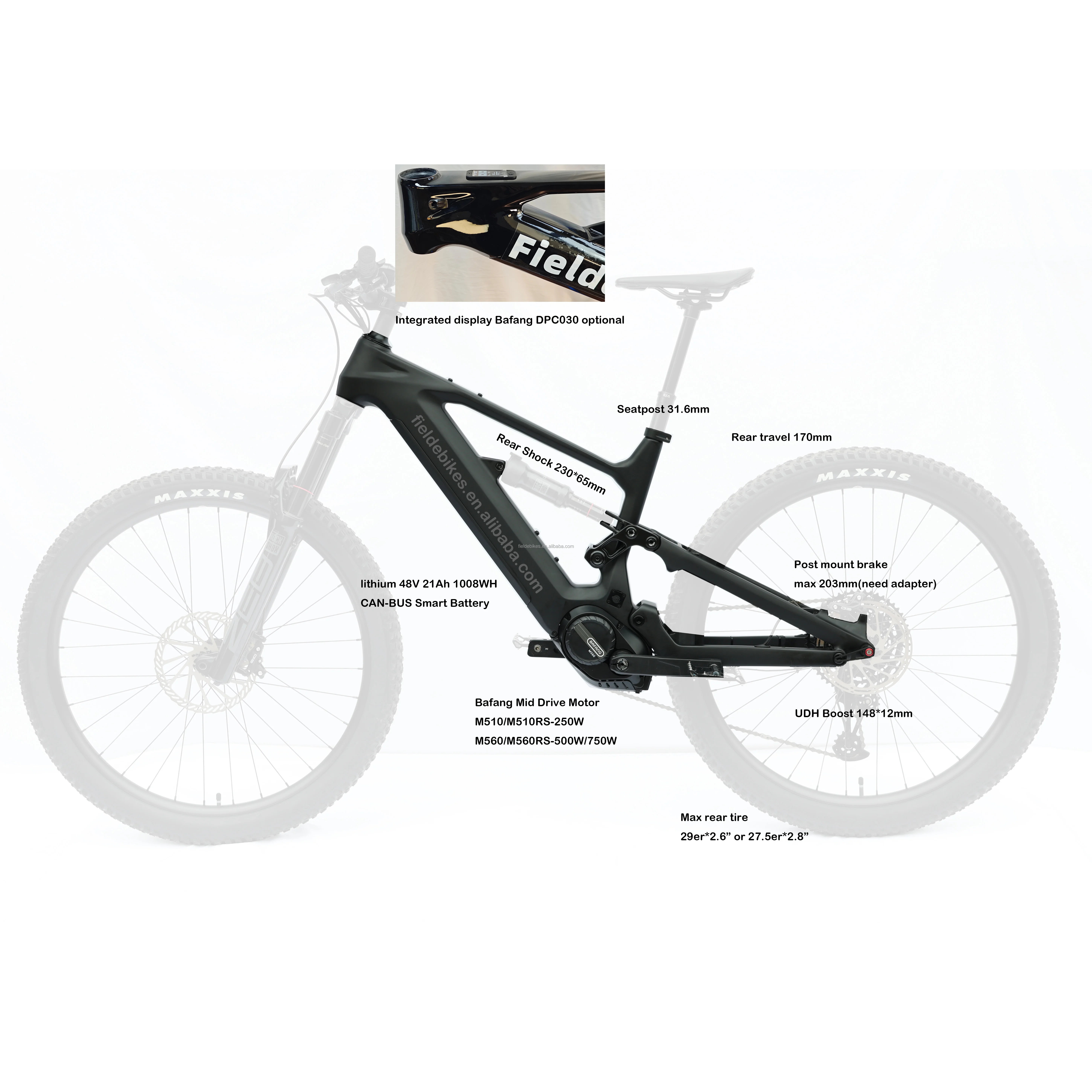 Dengfu E82 Carbon Fiber Frame UDH Enduro EMTB DPC030 Integrated HMI 1008Wh Battery Bafang Torque Sensing M560 Mid Drive Frame
Dengfu E82 Carbon Fiber Frame UDH Enduro EMTB DPC030 Integrated HMI 1008Wh Battery Bafang Torque Sensing M560 Mid Drive Frame