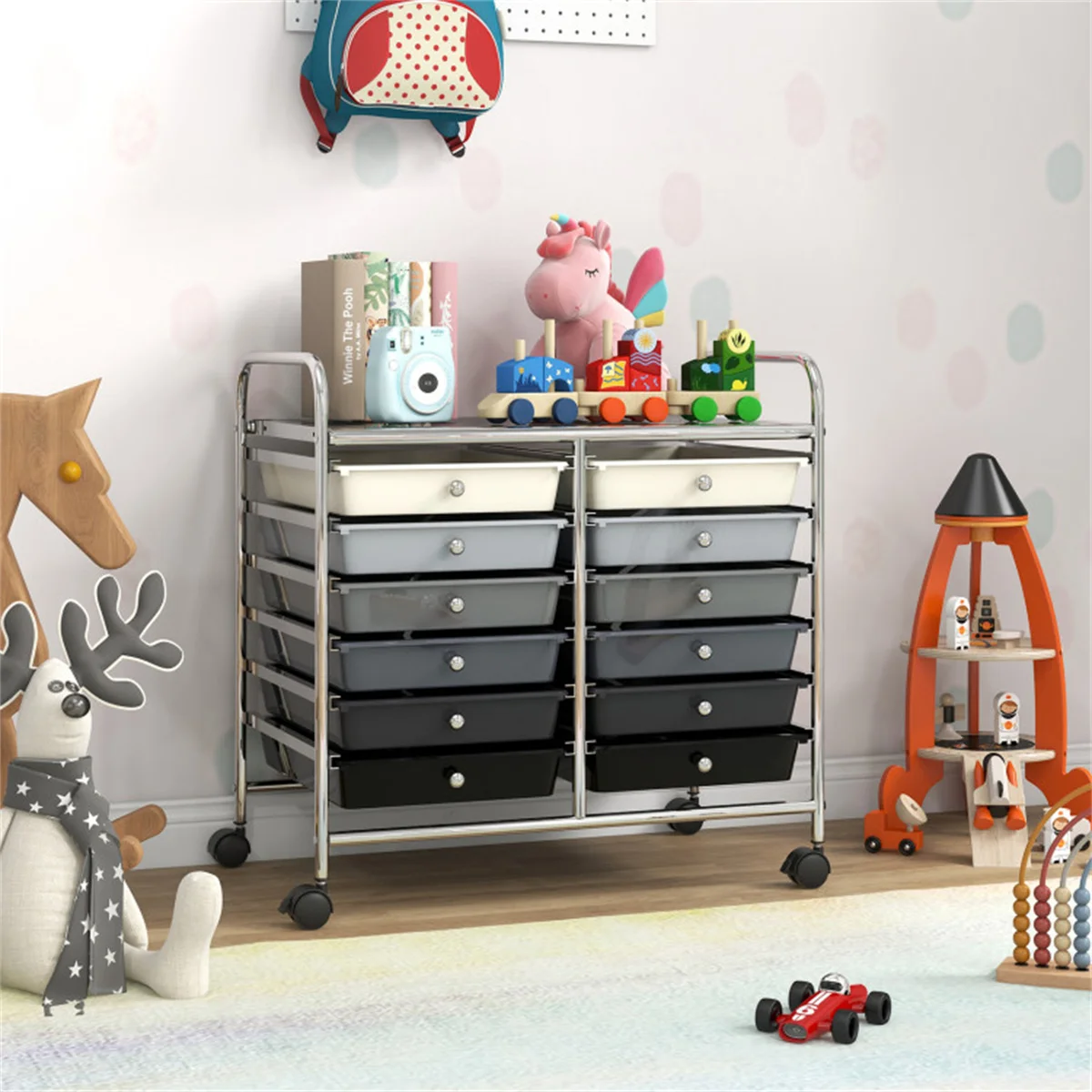 12 Drawers Gray Rolling Storage Cart 2-Row Mobile Organizer With Brake Wheels
12 Drawers Gray Rolling Storage Cart 2-Row Mobile Organizer With Brake Wheels