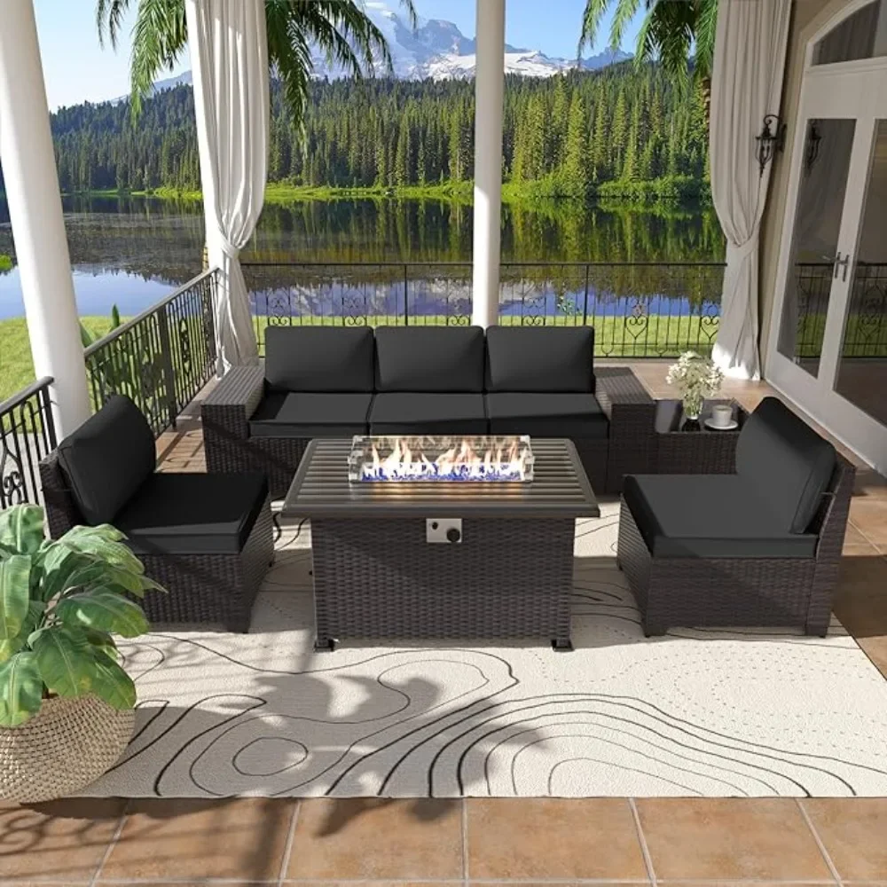 7Piece Outdoor Patio Furniture Set with Propane Fire Pit Table Patio Sectional Sofa Set Outdoor Furniture Patio Conversation Set
7Piece Outdoor Patio Furniture Set with Propane Fire Pit Table Patio Sectional Sofa Set Outdoor Furniture Patio Conversation Set