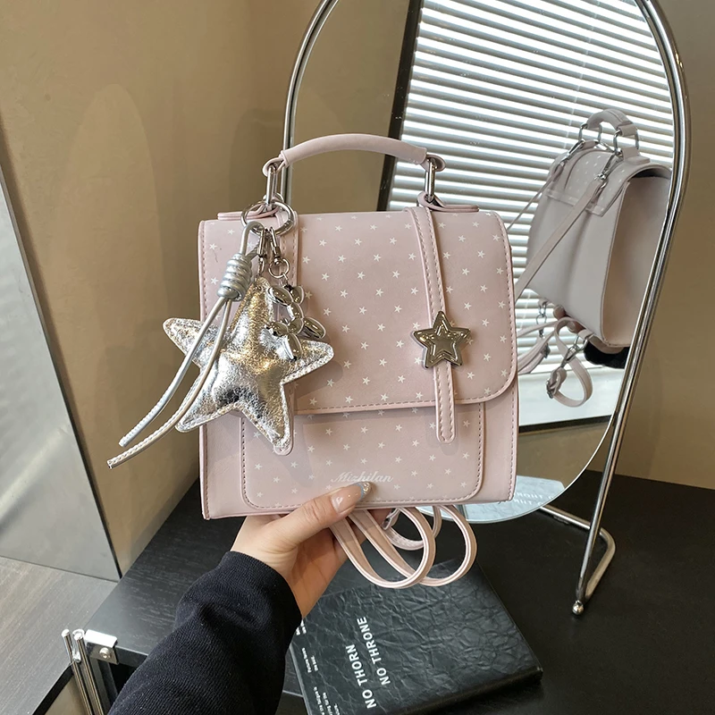 Solid Color Backpack for Women Star Print PU Handbag Portable Top Handle Small Shoulder Backpack Daily Travel School Bag
Solid Color Backpack for Women Star Print PU Handbag Portable Top Handle Small Shoulder Backpack Daily Travel School Bag