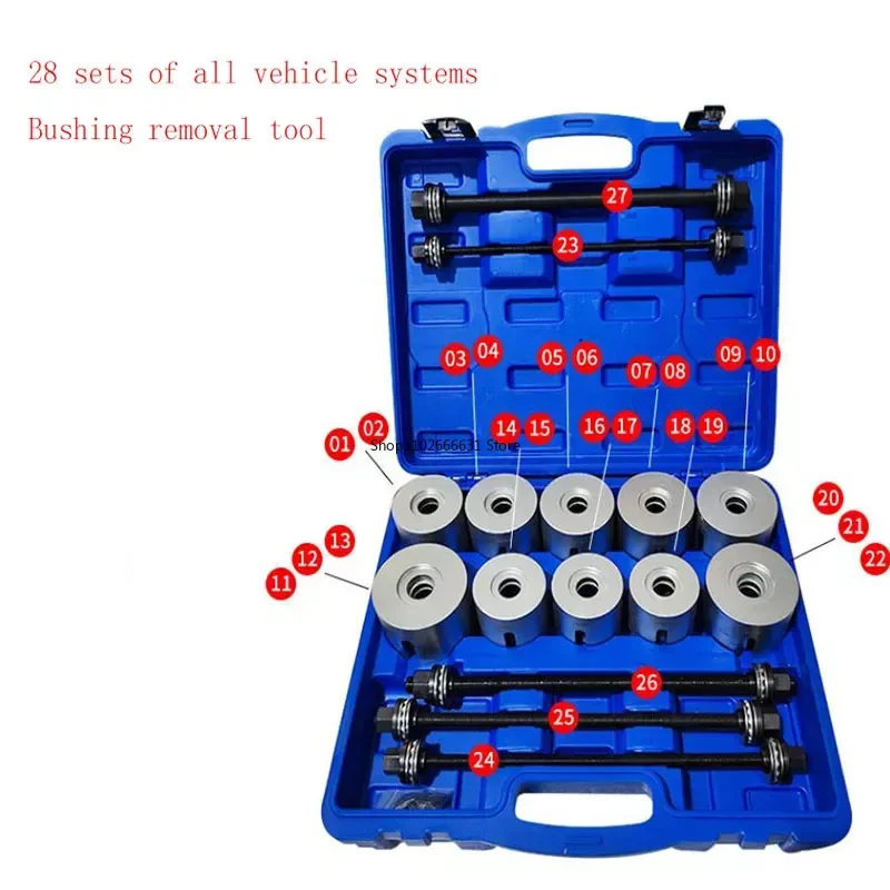 Auto Universal Rubber Sleeve Replacement Tool Rear Axle Hem Arm 28 Sets Of All Vehicle Bushing Removal And Assembly Tools
Auto Universal Rubber Sleeve Replacement Tool Rear Axle Hem Arm 28 Sets Of All Vehicle Bushing Removal And Assembly Tools