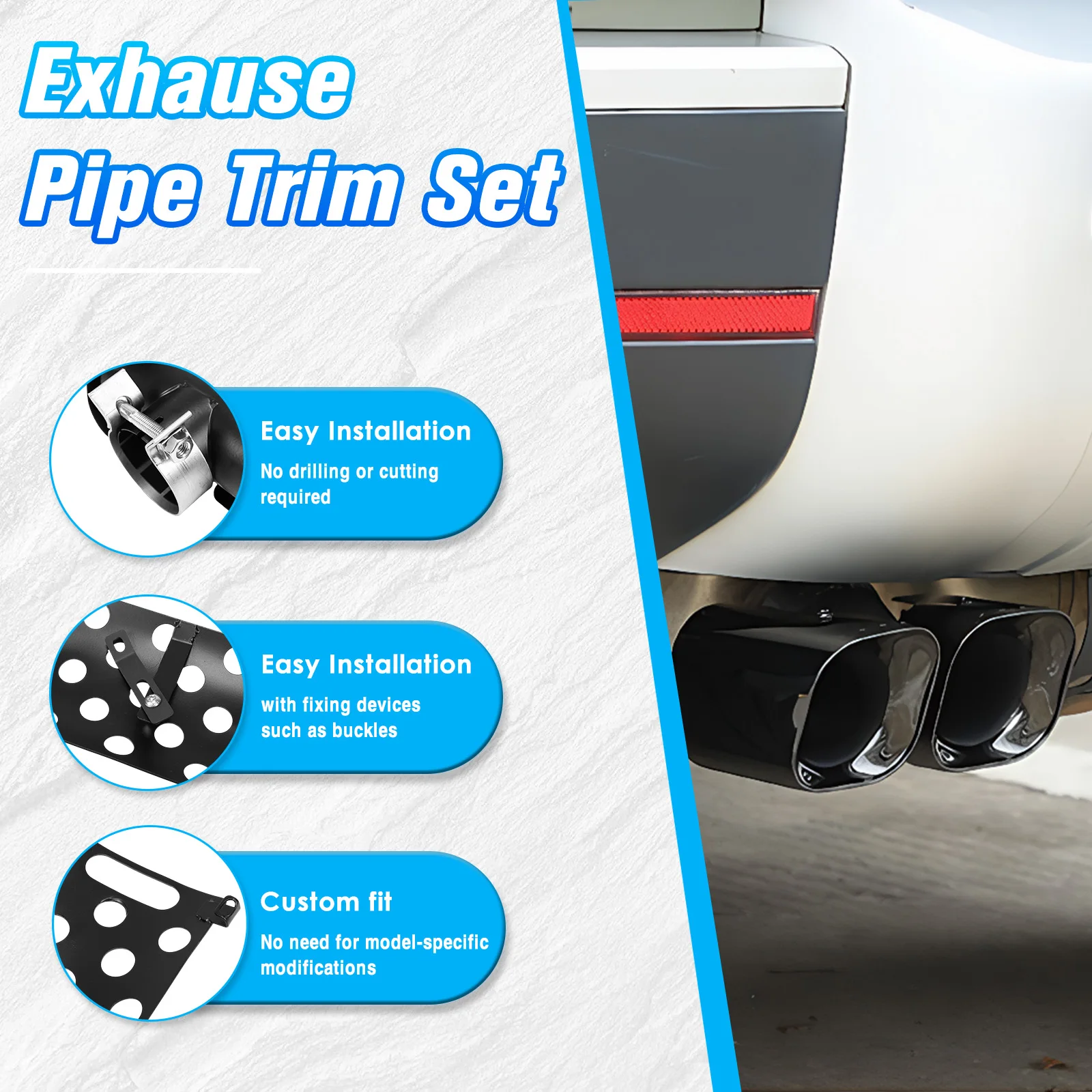 Exhaust Pipe Trim Kit Rear Exhaust Tail Pipe Stainless Steel with Decoration Guard Board Fits for LR Defender 90 110 130 20-25
Exhaust Pipe Trim Kit Rear Exhaust Tail Pipe Stainless Steel with Decoration Guard Board Fits for LR Defender 90 110 130 20-25