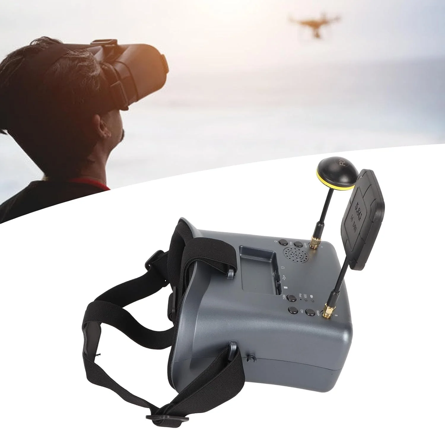 5.8G FPV Goggles 4.3Inch 40CH Support DVR Dual Antenna Built-in 2000mA Battery 480*320 LS008D Helmet For RC Racing Drone
5.8G FPV Goggles 4.3Inch 40CH Support DVR Dual Antenna Built-in 2000mA Battery 480*320 LS008D Helmet For RC Racing Drone