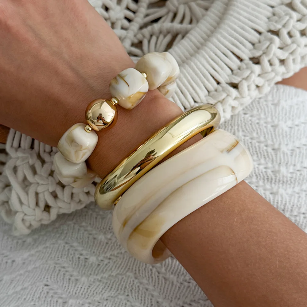 Ingemark 3 Pcs/Set Bohemian Resin Bead Chain Charm Bracelets Women Vintage Metal Acrylic Stacked Wide Bangle Jewelry Accessories
Ingemark 3 Pcs/Set Bohemian Resin Bead Chain Charm Bracelets Women Vintage Metal Acrylic Stacked Wide Bangle Jewelry Accessories