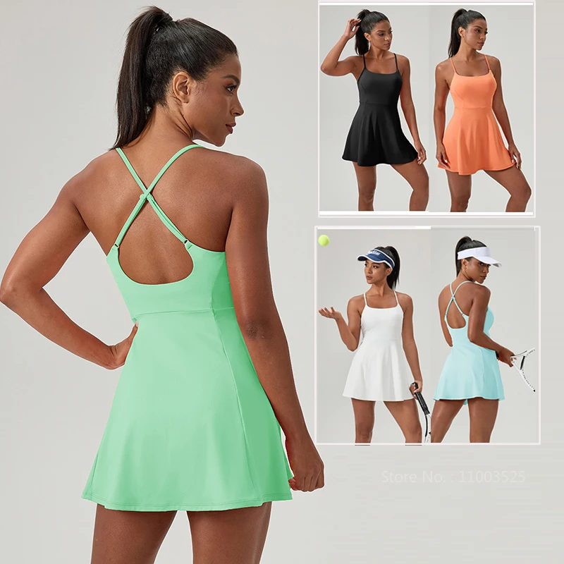 Women Sexy Back Sports Dress Pocket Tennis Dresses Ladies Sleeveless Gym Golf One Piece Yoga Skirts Adjustable Straps Skorts
Women Sexy Back Sports Dress Pocket Tennis Dresses Ladies Sleeveless Gym Golf One Piece Yoga Skirts Adjustable Straps Skorts