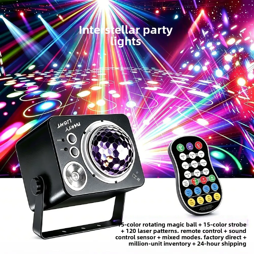 Cross-border stage light Colorful voice-activated rotating bar KTV ambient LED disco magic ball Laser light
Cross-border stage light Colorful voice-activated rotating bar KTV ambient LED disco magic ball Laser light