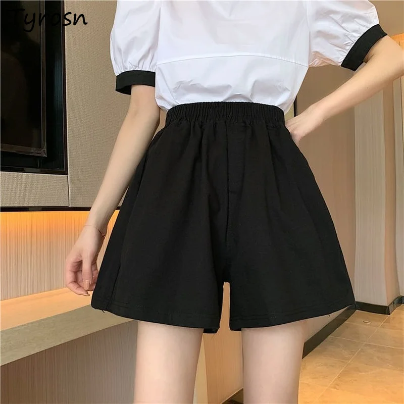 Shorts Women Solid Black Elastic Waist Casual Baggy Short Korean Fashion All-match Streetwear Wide Leg Trouser Students Clothing
Shorts Women Solid Black Elastic Waist Casual Baggy Short Korean Fashion All-match Streetwear Wide Leg Trouser Students Clothing