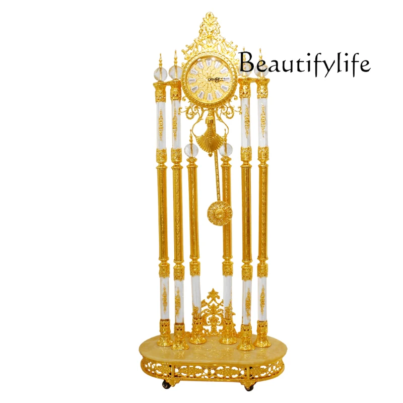 Nordic living room floor clock European golden crystal floor clock luxury villa large standing clock
Nordic living room floor clock European golden crystal floor clock luxury villa large standing clock