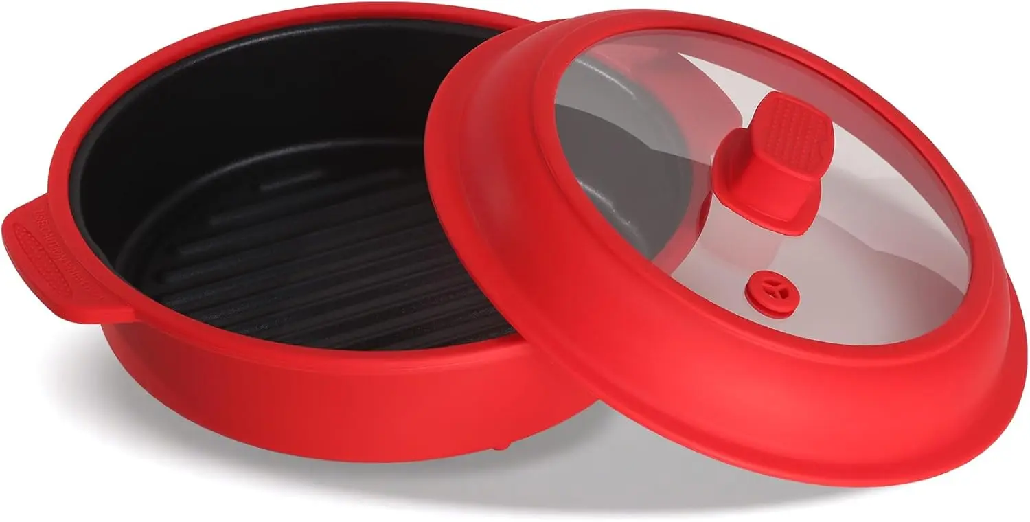 Microwave Grill Pan, Fry Griddle Crisper Pan with Lid for Grilling Browning and Crisping Foods Microwave Silicone Cookwa
Microwave Grill Pan, Fry Griddle Crisper Pan with Lid for Grilling Browning and Crisping Foods Microwave Silicone Cookwa