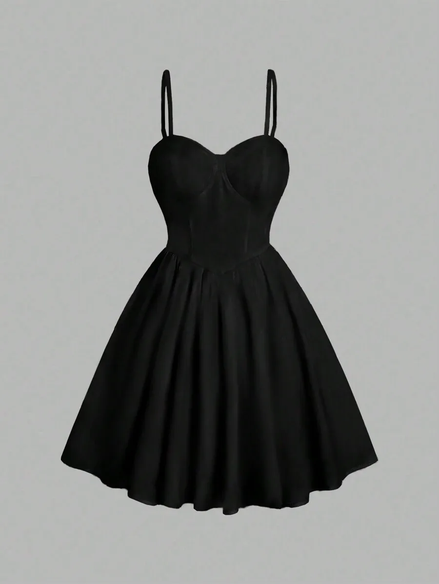 Elegant Black Pleated Camisole Mini Dress For Women
Elegant Black Pleated Camisole Mini Dress For Women