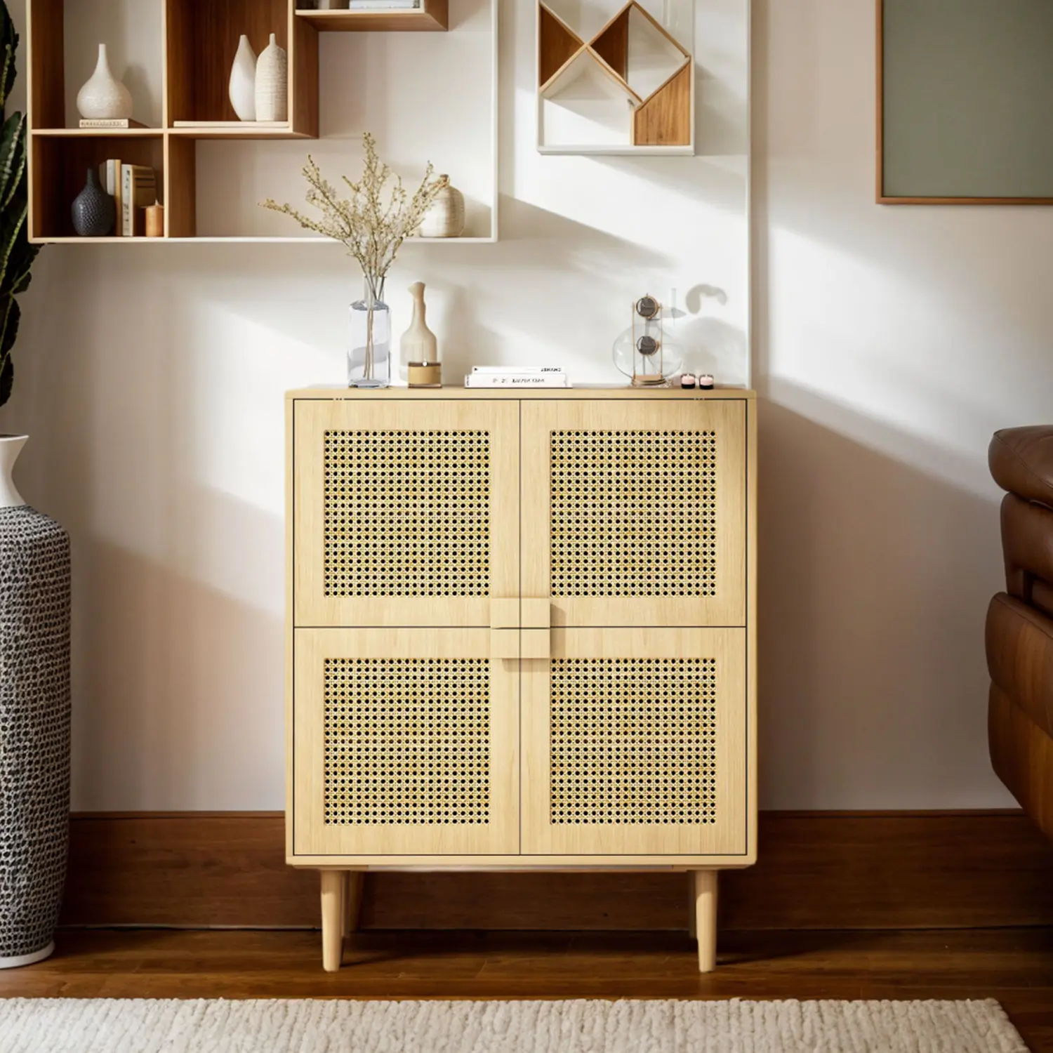 4-Door Rattan Mesh Storage Cabinet for Entryway, Living Room, Hallway - Natural
4-Door Rattan Mesh Storage Cabinet for Entryway, Living Room, Hallway - Natural