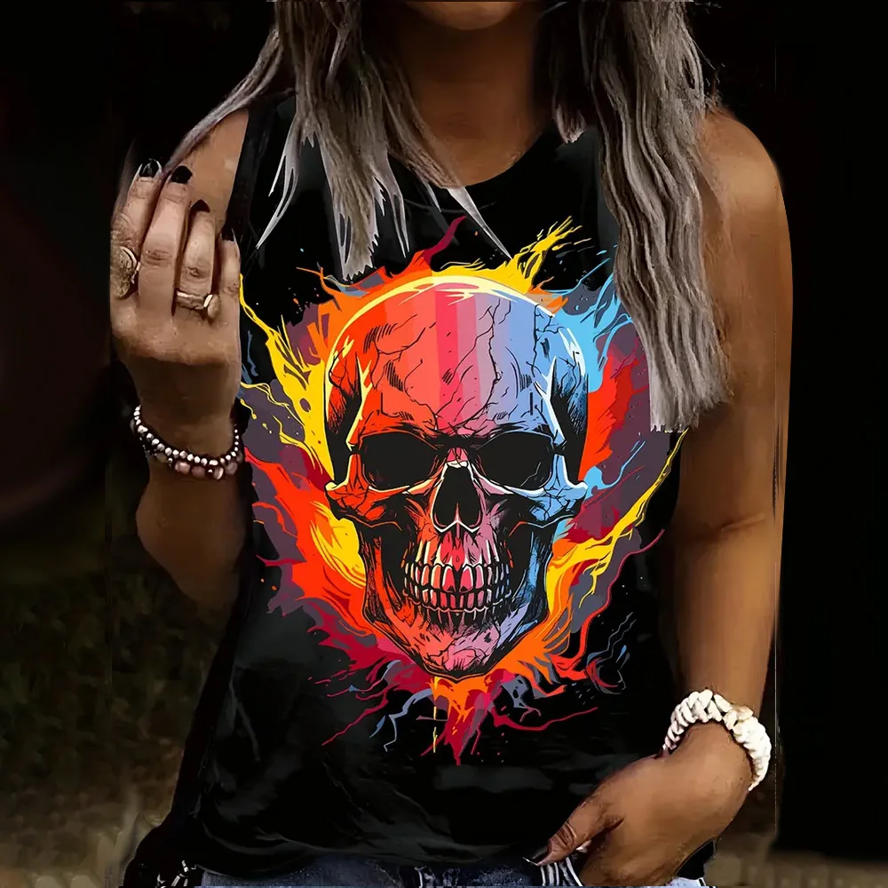 Fashion New Women's 3d Skull Printed Sleeveless Vest Summer Comfortable And Breathable Vest Tops Tees Female Clothing Oversized
Fashion New Women's 3d Skull Printed Sleeveless Vest Summer Comfortable And Breathable Vest Tops Tees Female Clothing Oversized